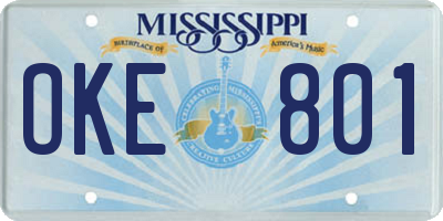 MS license plate OKE801