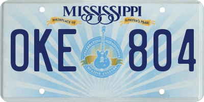 MS license plate OKE804