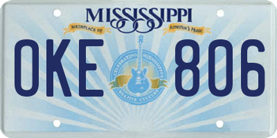 MS license plate OKE806