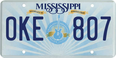 MS license plate OKE807