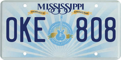 MS license plate OKE808