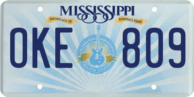MS license plate OKE809