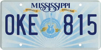 MS license plate OKE815