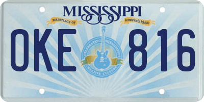 MS license plate OKE816