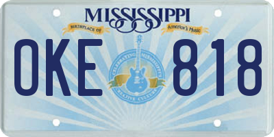 MS license plate OKE818