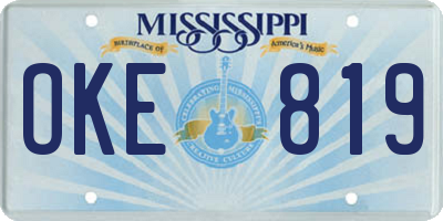MS license plate OKE819