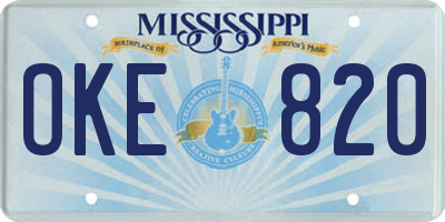 MS license plate OKE820