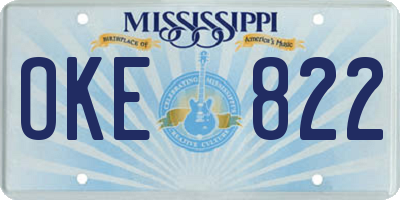 MS license plate OKE822