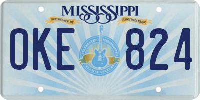MS license plate OKE824