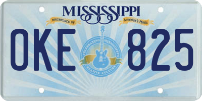 MS license plate OKE825