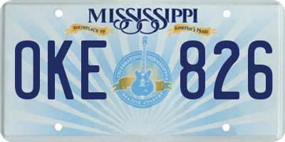 MS license plate OKE826
