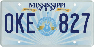 MS license plate OKE827