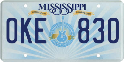 MS license plate OKE830
