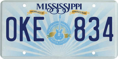 MS license plate OKE834