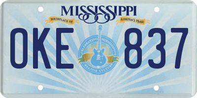 MS license plate OKE837