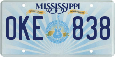 MS license plate OKE838