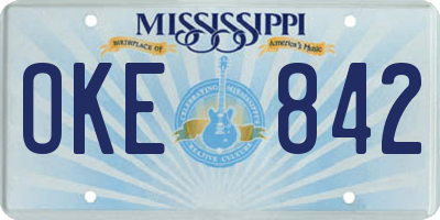 MS license plate OKE842