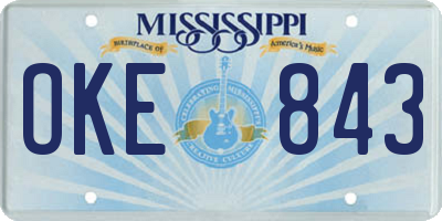 MS license plate OKE843