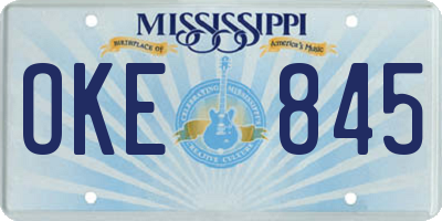 MS license plate OKE845