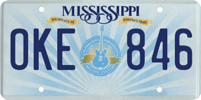 MS license plate OKE846