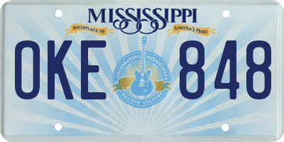MS license plate OKE848