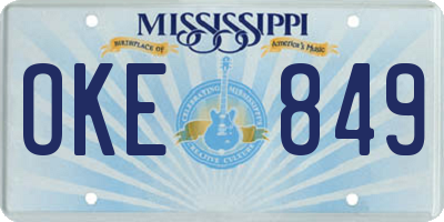 MS license plate OKE849