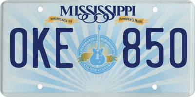 MS license plate OKE850