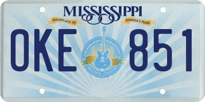 MS license plate OKE851