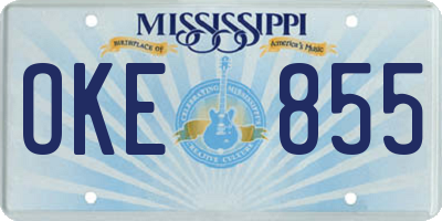 MS license plate OKE855