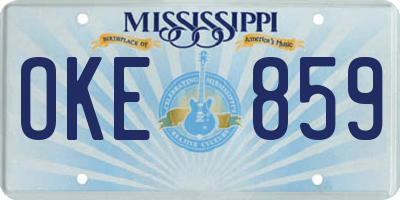 MS license plate OKE859