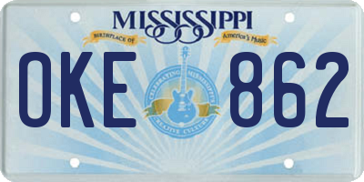MS license plate OKE862