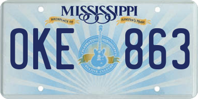 MS license plate OKE863