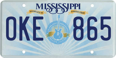 MS license plate OKE865