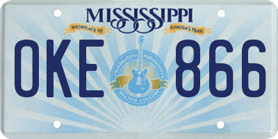 MS license plate OKE866