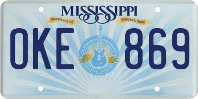 MS license plate OKE869