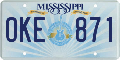 MS license plate OKE871