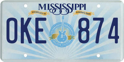 MS license plate OKE874