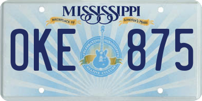 MS license plate OKE875