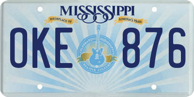 MS license plate OKE876