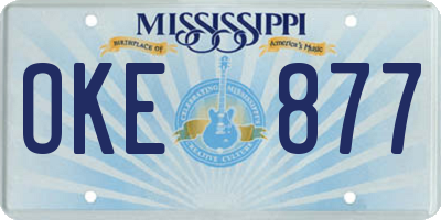 MS license plate OKE877