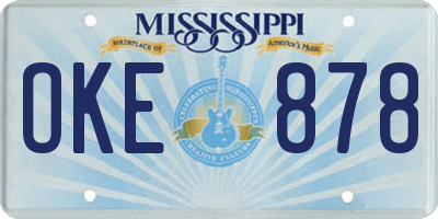 MS license plate OKE878