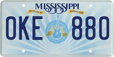 MS license plate OKE880