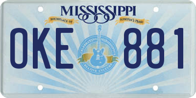 MS license plate OKE881