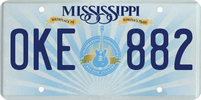 MS license plate OKE882