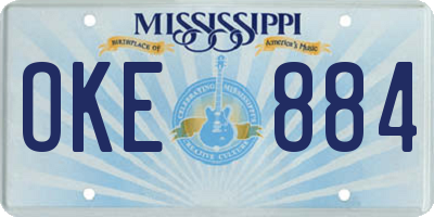 MS license plate OKE884