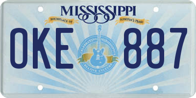 MS license plate OKE887
