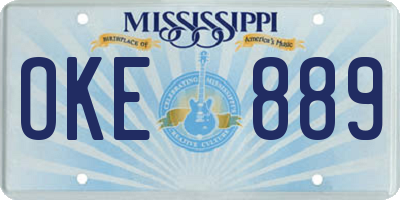 MS license plate OKE889