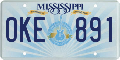 MS license plate OKE891