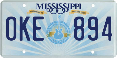 MS license plate OKE894