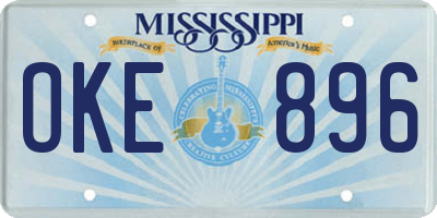 MS license plate OKE896